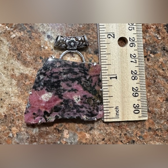 Natural Rough Rhodonite Large Pendant. - Picture 5 of 6